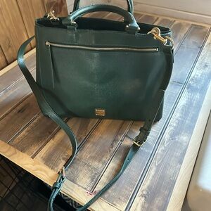 Dooney & Bourke Green Leather Satchel with Gold Accents